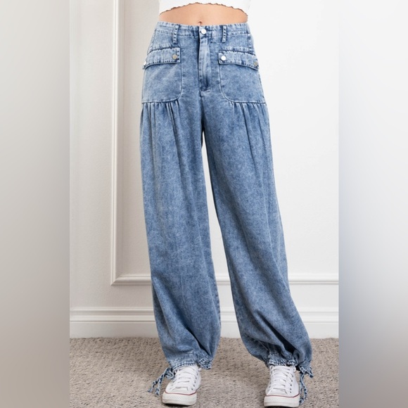 BLUE VELVET  Wide Leg Jeans Dark Denim Jogger style  SZ M - Picture 1 of 10